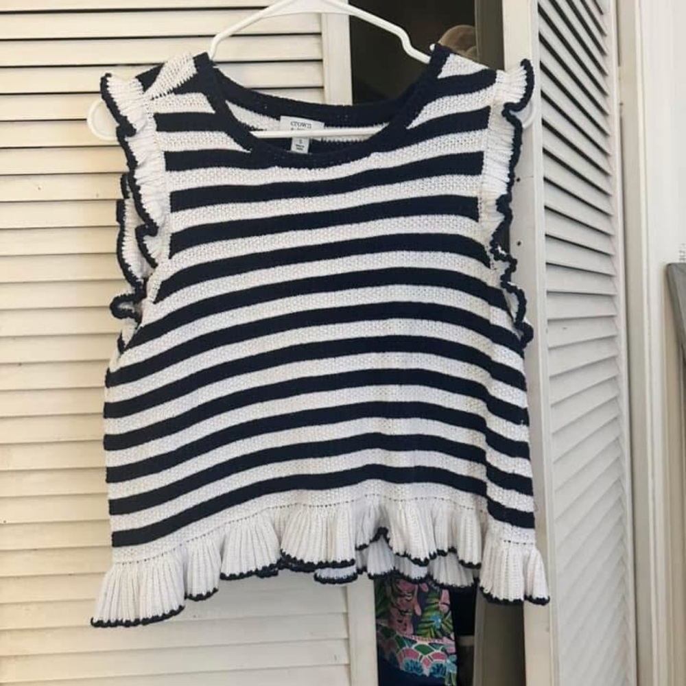 Cat & Jack Navy and White Striped Sweater